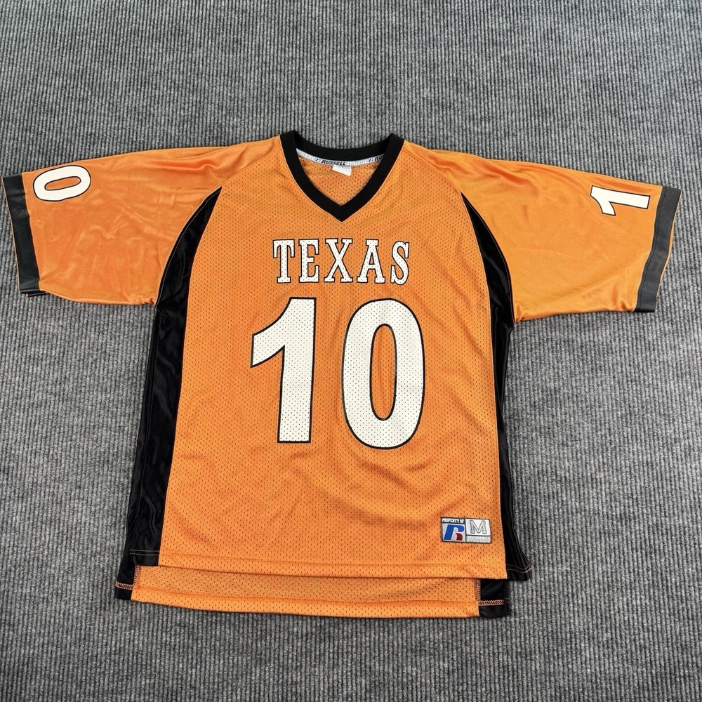 Vintage Texas Longhorns Jersey Men Medium Russell Athletic Orange Football NCAA